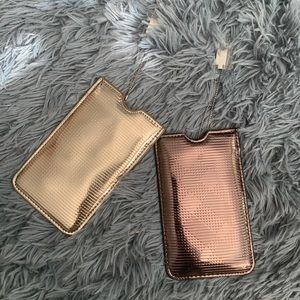 Burberry Metallic Gold and Rose Gold Phone Pouch Set